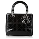 Dior Black Cannage Stitch Lady Dior Patent Leather Handbag