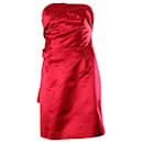 Mini vestido drapeado sem alças Celine em poliéster vermelho - Céline