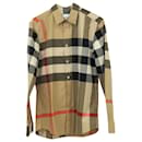 Burberry Check Long Sleeve Shirt in Brown Cotton