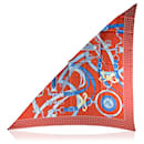 Hermes Red Silk La Promenade du Matin Giant Triangle Scarf d'Origny - Hermès