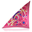 Hermes Pink Silk La Promenade du Matin Giant Triangle Scarf d'Origny - Hermès