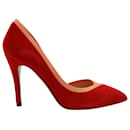 Charlotte Olympia Pointed Pumps in Red Suede