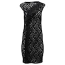 Nina Ricci Knielanges Kleid mit Spitzenmuster aus schwarzem Polyester