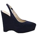 Stella Mccartney Slingback Wedge Shoes em lona azul marinho - Stella Mc Cartney
