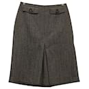 Victoria Beckham A-Line Skirt with Pockets in Brown Wool