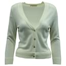 Tory Burch Cardigan with Logo Buttons in Cream Wool