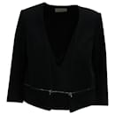 Sandro Paris Elbow-length Sleeves Zipper-trim Jacket in Black Wool