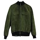 Berluti Reversible Bomber Jacket in Green Khaki Calfskin Leather