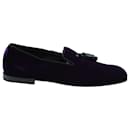 Tom Ford William Tasseled Leather-Trimmed Loafers in Violet Velvet 