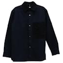 Acne Studios Checkered Print Button Down Shirt in Navy Blue Wool - Autre Marque