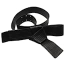 Lanvin Quilted Belt with Bow in Black Leather