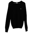 Lacoste Logo V-neck Sweater in Black Wool