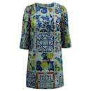 Dolce & Gabbana Mosaic Print Dress in Multicolor Polyester