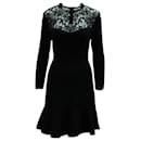 Erdem Kurzes Kleid mit Spitzeneinsatz aus schwarzer Viskose