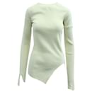 Helmut Lang Twisted Rib Asymmetric Sweater in White Paper Yarn