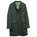 Loro Piana Trench-coat ceinturé en tweed à chevrons en laine grise