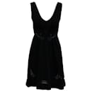 Sandro Paris Sleeveless Lace Trimmed Short Dress in Black Polyamide