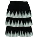 Maje Julia Tiered Skirt in Black and White Polyester Viscose
