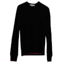 Comme des Garcons Crewneck Sweatshirt with Contrast Hem in Black Wool - Comme Des Garcons