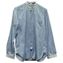 Junya Watanabe Floral Patterned Long Sleeve Shirt in Blue Cotton