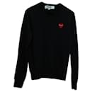 Comme Des Garcon Play Heart Patch Sweater in Black Cotton - Comme Des Garcons