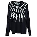 Neil Barrett Fair Isle Bolt Knit Sweater in Black Polyester