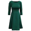 Alberta Ferretti Fit and Flare Dress in Green Silk