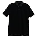 Gucci Polo-T-Shirt mit Rippstrickbesatz aus schwarzer Baumwolle