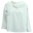 Blusa con ribete de volantes en popelina de algodón blanca de Comme des Garcons - Comme Des Garcons