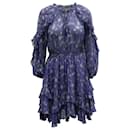 Ulla Johnson Alissa Floral Ruffle Dress in Purple Silk
