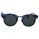 Bottega Veneta Round Sunglasses in Blue Metal