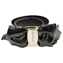 Salvatore Ferragamo Bow Belt in Black Patent Leather
