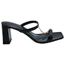 By Far Chloe Square Toe 80 Mules in Black Cow Leather