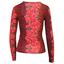 Versace Jeans Couture Animal Print Long Sleeve Top in Red Cotton