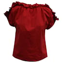 MSGM Frilled Top in Red Cotton - Msgm