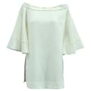 Ellery Elize Off-The-Shoulder Bell Sleeve Top en Coton Blanc