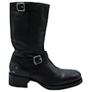 Dsquared2 Distressed Buckle Boots in Black Leather