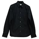 Sacai Zigzag Embroidered Button Down Shirt in Navy Blue Cotton