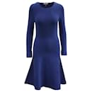 Mugler Fit and Flare Knitted Dress in Blue Viscose - Thierry Mugler