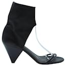 Isabel Marant Open Toe Triangular Heels in Black Leather