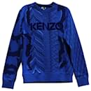 Kenzo Logo Embroidered Jacquard Sweatshirt in Blue Cotton
