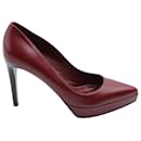Sergio Rossi Pointed-Toe Platform Pumps in Red Leather