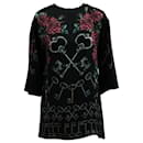 Dolce & Gabbana Mini Dress with Keys & Floral Print in Black Viscose