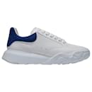 Court Sneakers in White Leather and Blue Heel - Alexander Mcqueen