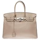 Stunning Hermes Birkin handbag 35 cm leather Togo Gray Turtledove, palladium silver metal trim - Hermès