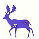 01a CC Logos Deer Motif Brooch Pin Corsage Pink - Chanel