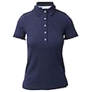 Tory Burch Ruffle Polo Shirt in Navy Blue Modal