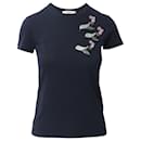 Prada Embroidered T-shirt in Navy Blue Cotton