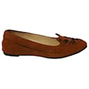 Charlotte Olympia Cat Face Moccasin in Brown Suede