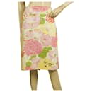 Falda hasta la rodilla de algodón con flores rosas de Burberry talla UK 10, US 8